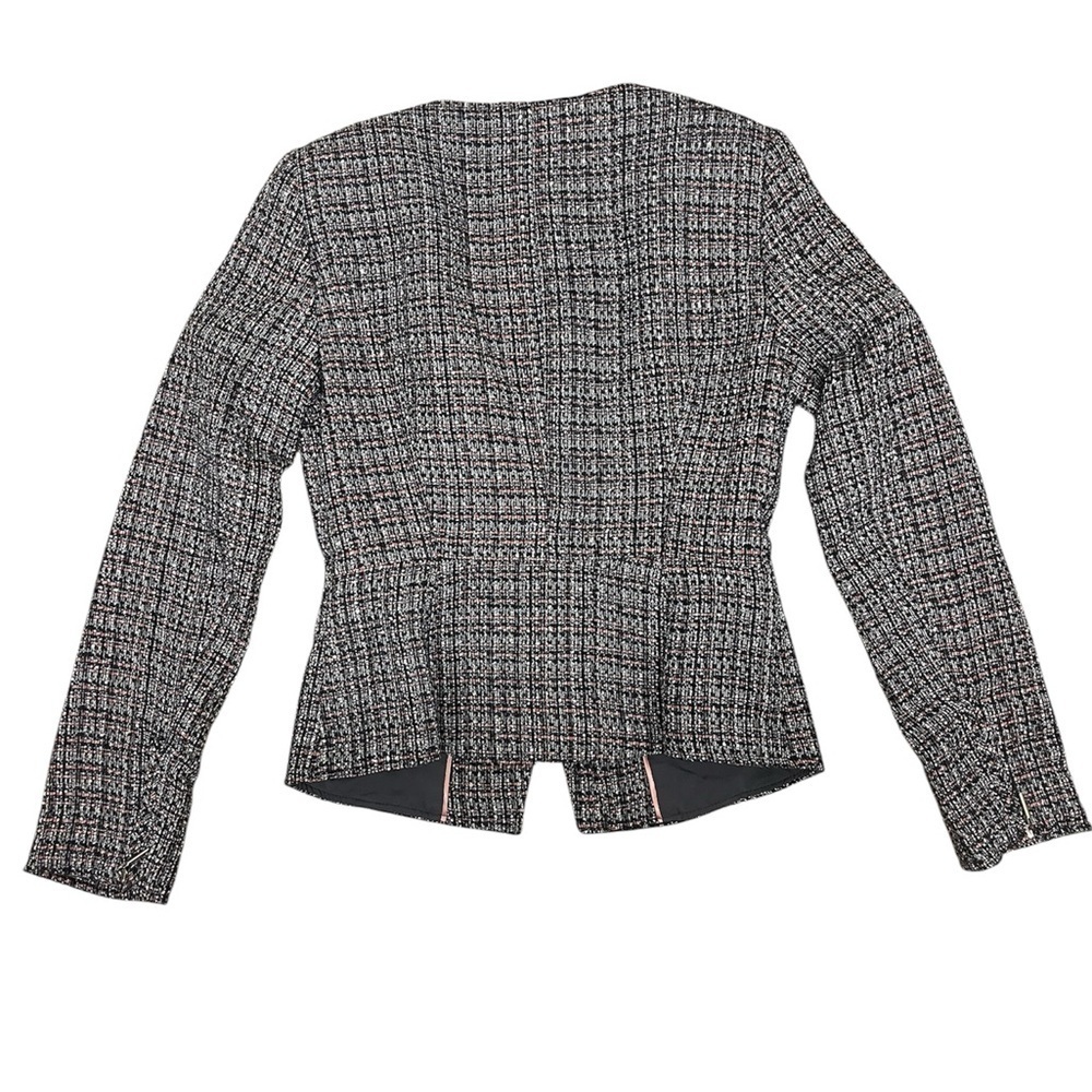NEW White House Black Market Tweed Moto Jacket Classic Navy w/ Flora - Size 00 - Picture 2 of 8